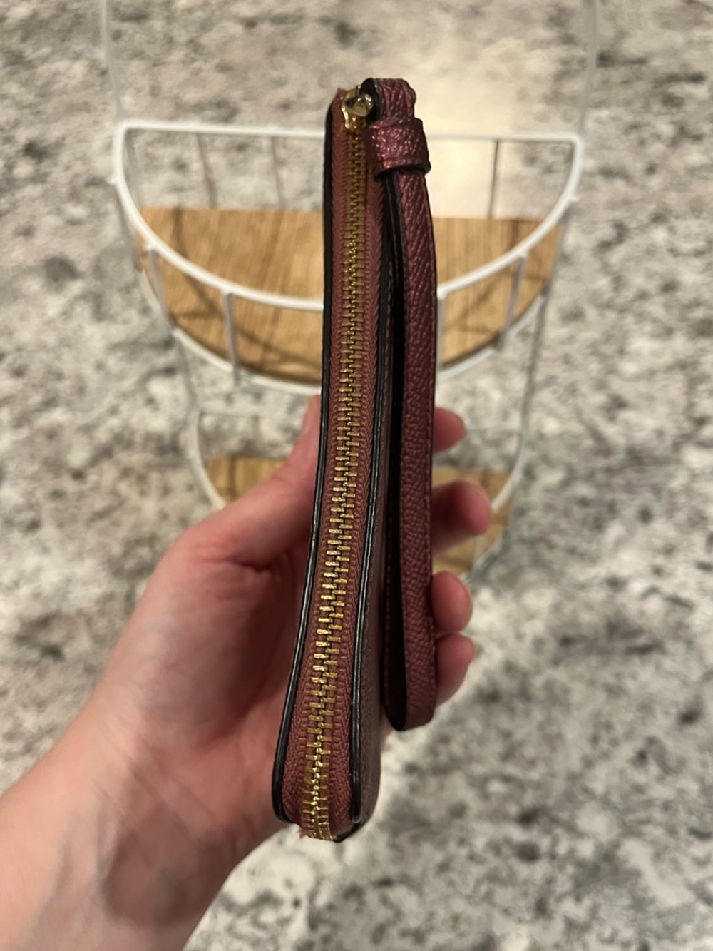 Coach Shimmer Burgundy Leather Wristlet - Picture 8 of 9